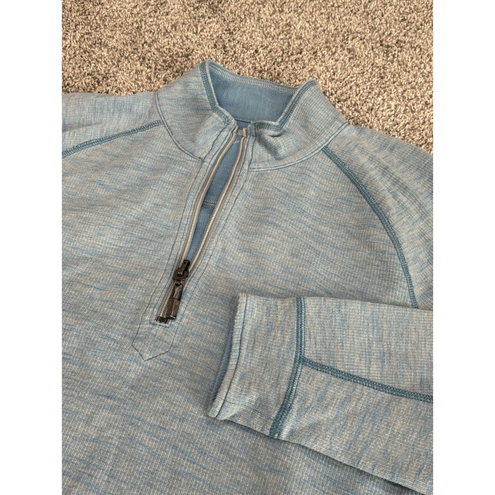 TOMMY BAHAMA Men's Tobago Bay 1/4 Zip Sweater Light Blue Long Sleeve Size XL